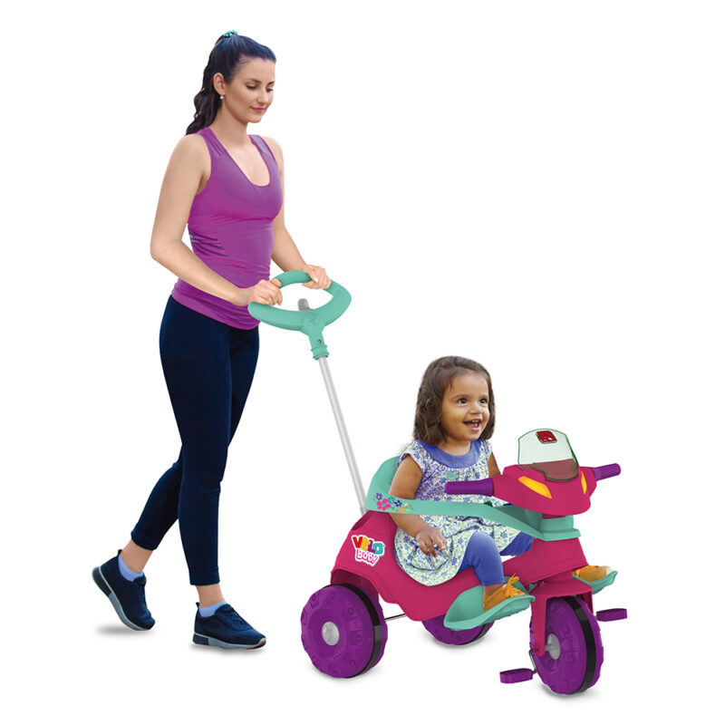 Triciclo Infantil Bandeirante Velobaby Reclinável - 2 em 1 - Pedal e  Passeio com Aro - Azul Claro