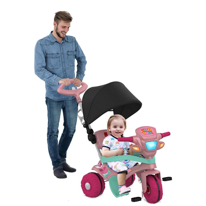 TRICICLO INFANTIL MOTOBAN PASSEIO PREMIUM ROSA - BANDEIRANTES -836